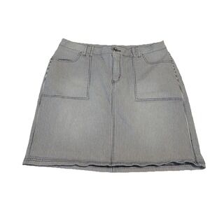 Lane Bryant Striped Denim Skirt Women Blue White Conductor Knee Length Sz 18